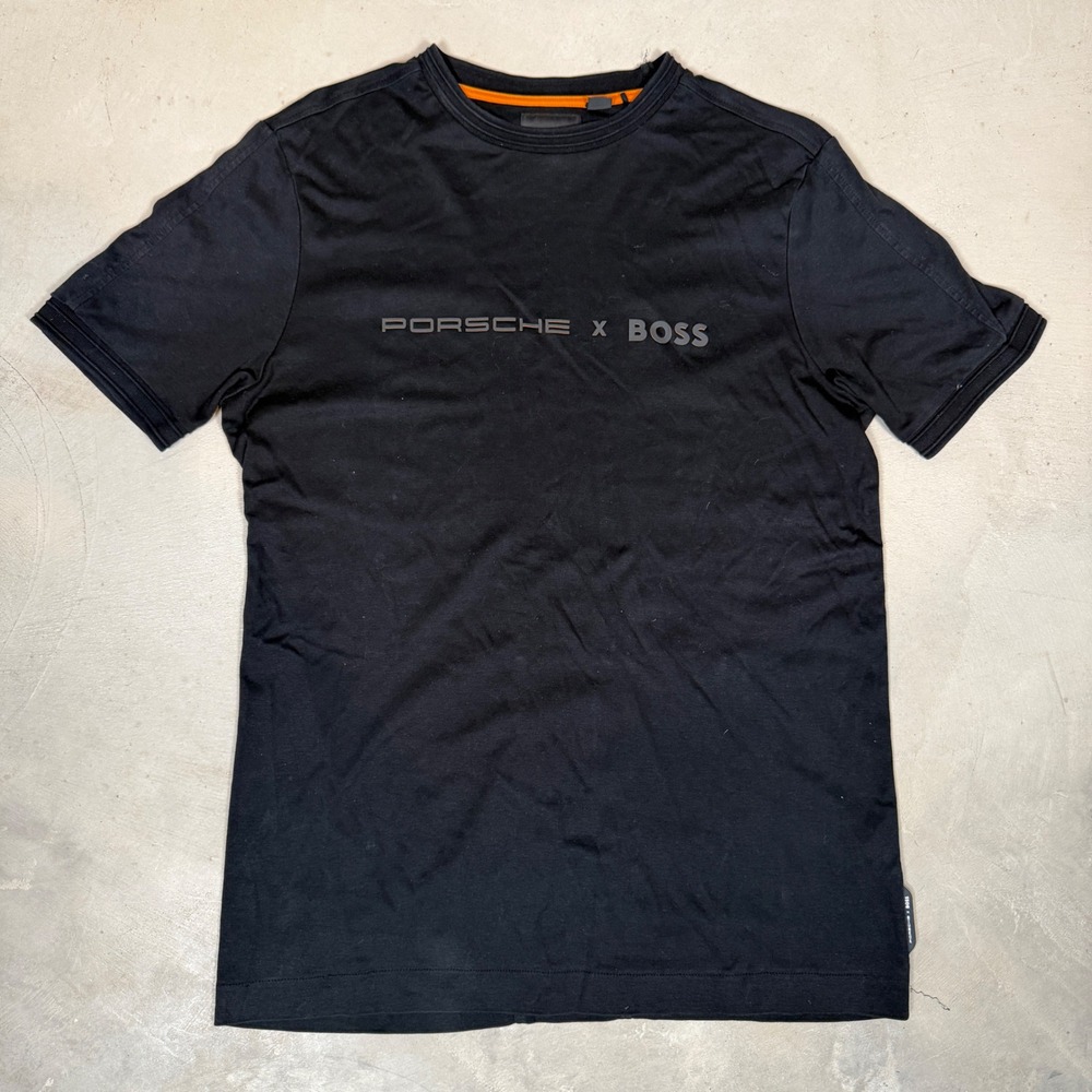 Porsche x BOSS Black Short Sleeve T-Shirt Mens Size Medium Logo Tee